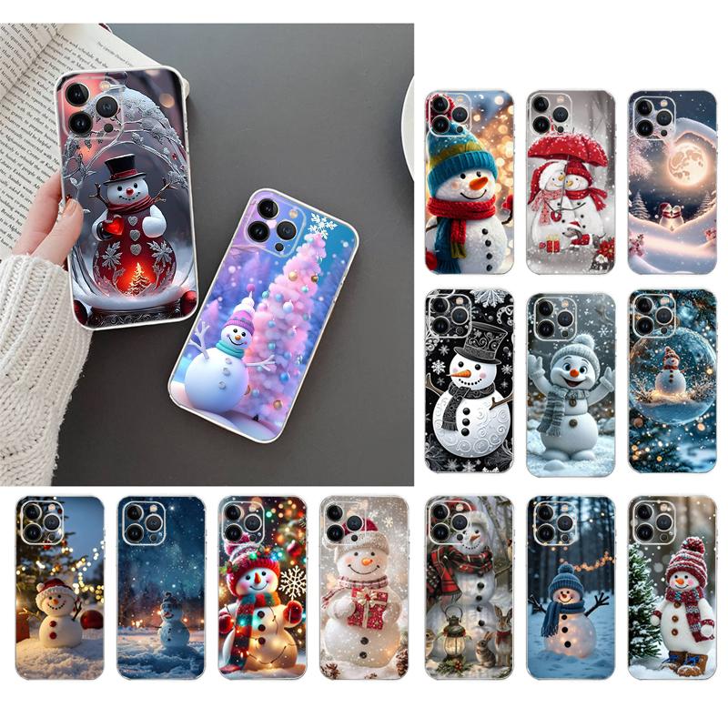 Phone Case For iphone 17 Pro Max 16 15 14 13 Pro Max 17 Air 15 16 Pro 15Plus Cute Snowman Christmas