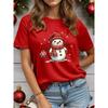 Casual Christmas Claus T-Shirt for Women Loose Round Neck Short Sleeve Tops