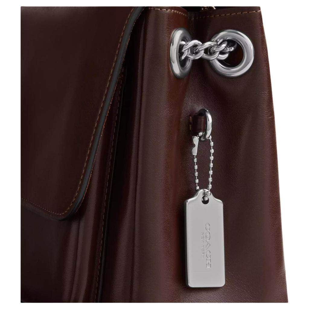 Coach Элоди 29 Серебряный Логотип Кожаная Сумка на Плечо Crossbody Большая Женская Сумка Клен CCF09-SVMPL