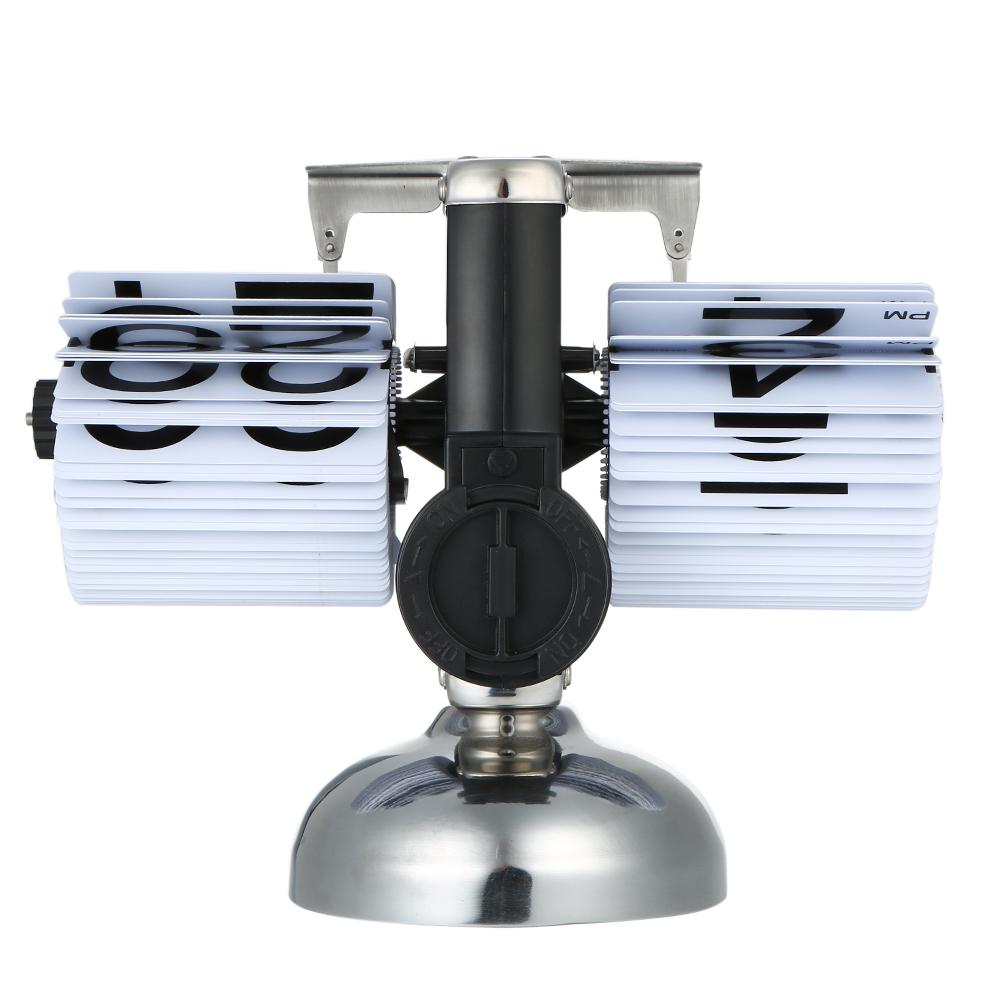 Маленькие настольные часы в стиле ретро, ​​перекидные часы из нержавеющей стали, кварцевые с внутренним механизмом