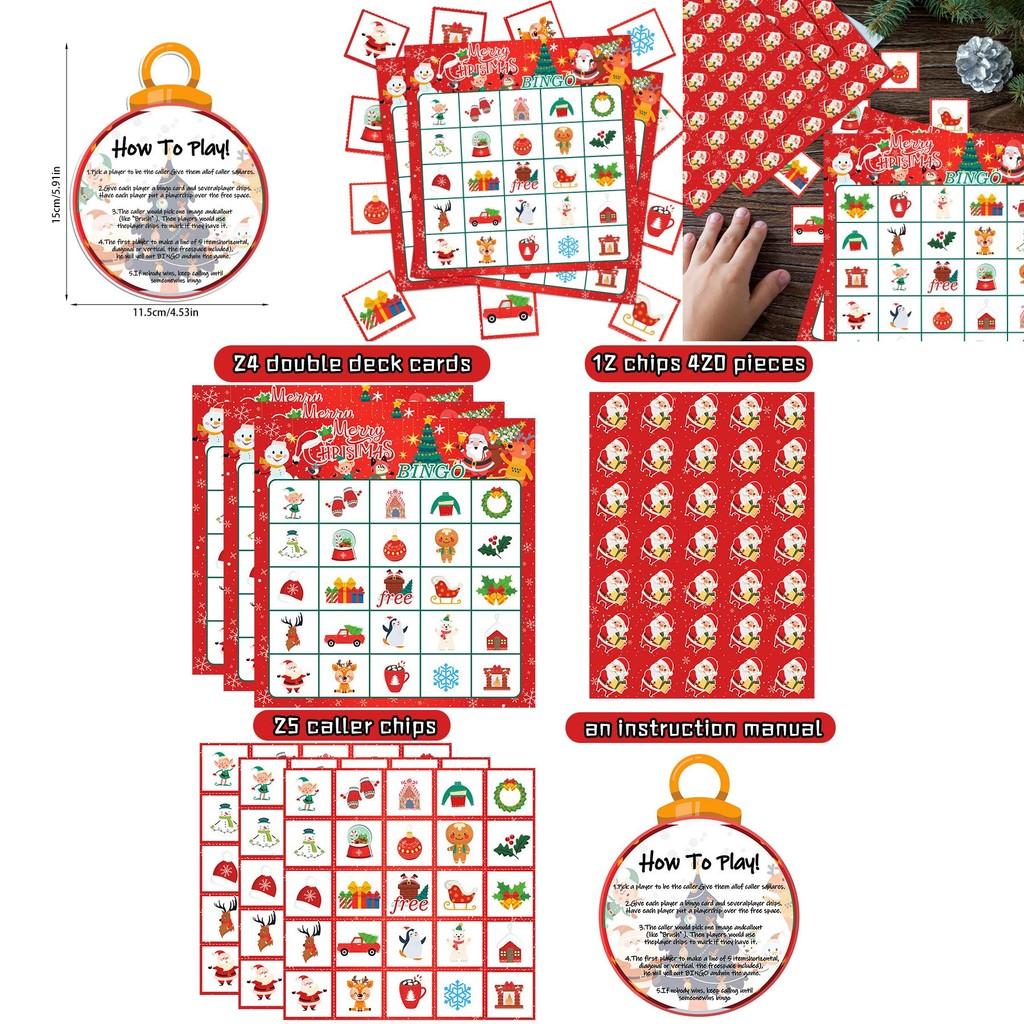Christmas Tree And Snowman Bingo Set With Cards For Holiday Celebration