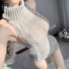 Domila Women's Work Mouth Sex Sweater Sex Underwear High Neck Backless Hollow Knitted Clothing Foreign Trade Wholesale F481