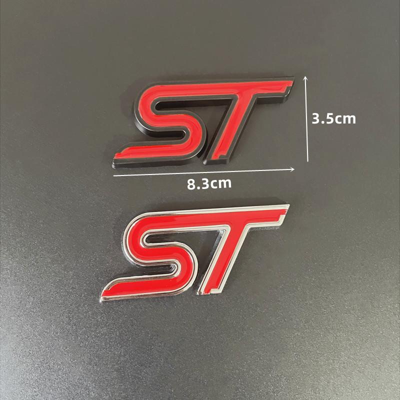 3D Metal ST Logo Car Front Grill Emblem Trunk Badge Decal For Focus Fiesta Mondeo EDGE Kuga Explorer ST Sticker Accessories