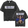 Ограниченная серия Мужские и женские футболки Max Holloway Blessed Retro Washed Мужские и женские Эстетика насилия Оверсайз футболка Летние топы Уличная одежда Футболка