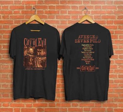 Avenged Sevenfold A7X City Of Evil 20-летняя двусторонняя футболка S-4XL