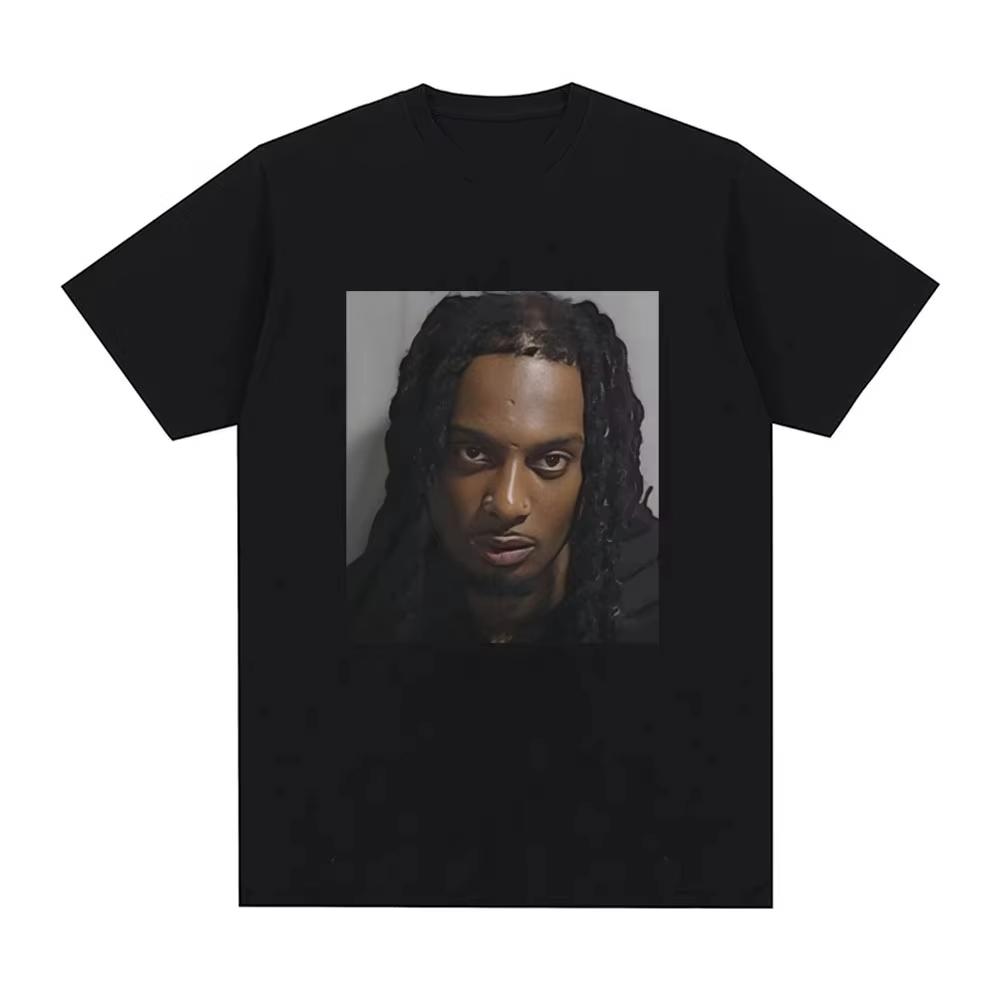 Мужская футболка с графическим принтом-фотороботом рэпера Playboi Carti Мода Винтаж Хип-Хоп Футболки Повседневная Хлопок Короткий Рукав Оверсайз Футболк...