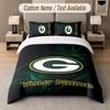 Custom Bedding Set Green Bay Packers Pattern, Print Name Text 1 Duvet Cover plus 2 Pillowcases Home Textile