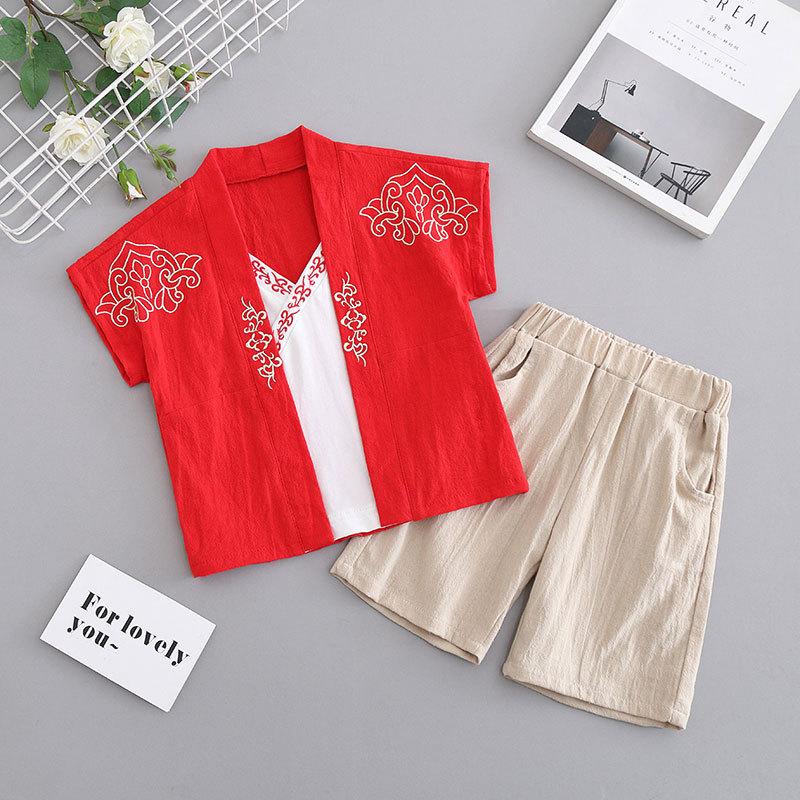 Ханбок для мальчиков, летний китайский стиль, старинный летний костюм из двух частей, детский костюм Тан, детские платья на годовщину, известный стиль