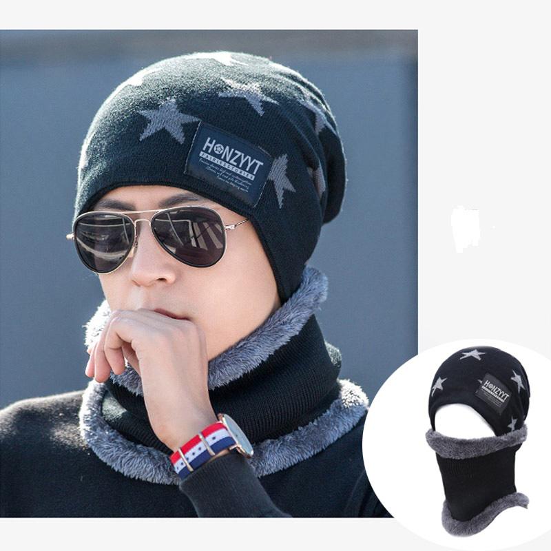 Мужская и женская шапка-бини + шарф, комплект, шейный платок, зимняя теплая флисовая вязаная лыжная шапка