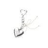 NICK&NICOLE SIGNATURE Logo PEARL RIBBON Keyring_silver