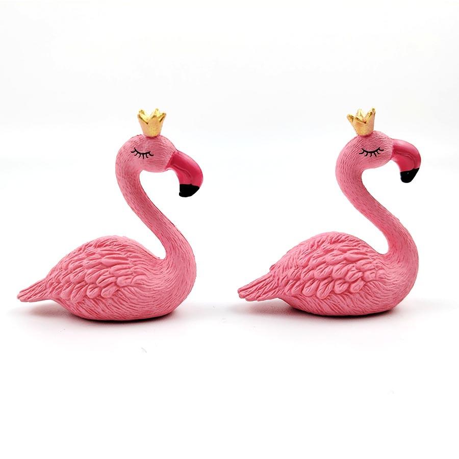 2pcs/Set Couples' Crown Flamingo Statues - For Fish Tank Landscaping, Bonsai DIY Decoration, Home Ornament | Valentine's Gift