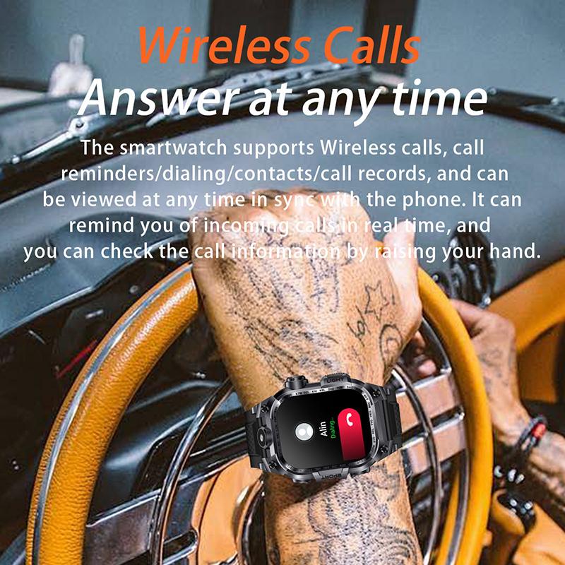 Новые многофункциональные квадратные уличные смарт-часы с большим экраном и фонариком, мониторингом здоровья, мужской спортивный браслет