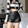 Women's High Waist Leather Shorts: Autumn/Winter Slim Fit with Zipper, Plus Velvet, Casual A-Line, Wide Leg Boot Pants