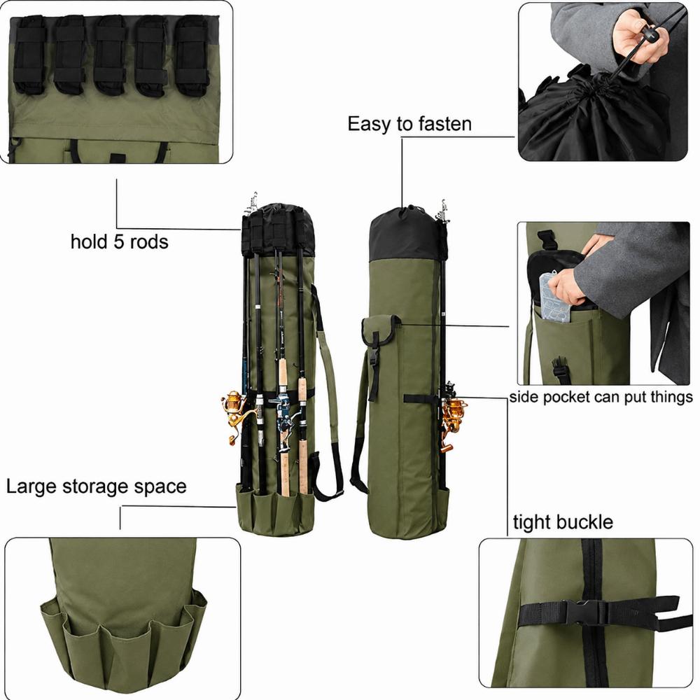 Large Capacity Fishing Rod Bag 600D Oxford Cloth Fishing Rod Case Fishing Tackle Bag