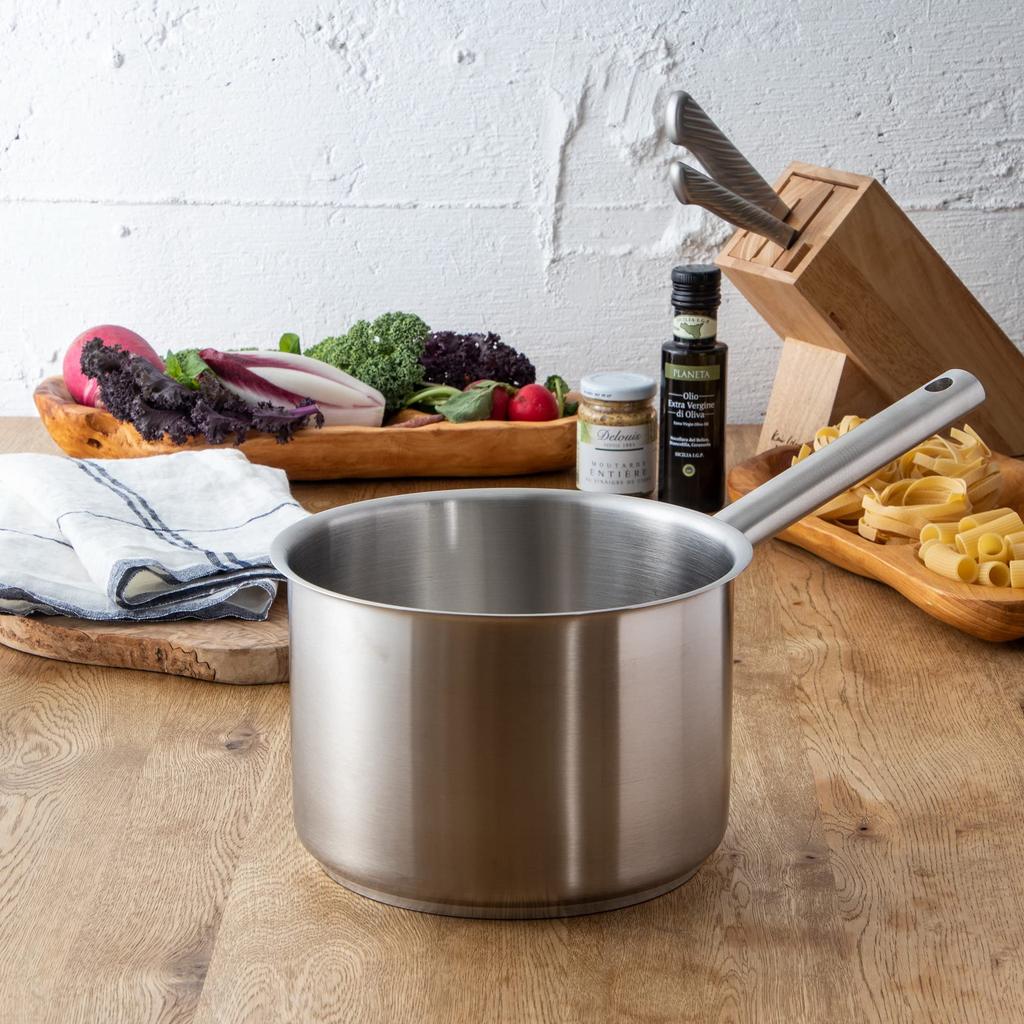 Endo Shoji Commercial Murano Индукционная глубокая 18 см IH Нержавеющая AKTD102 Кастрюля, (без крышки), Совместимый, Сталь 18-8,