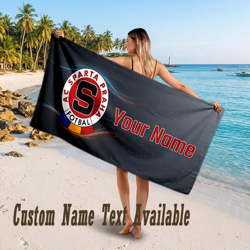 Sparta Prague Design Beach Towel Custom Text Large Towel for Beach Vacation