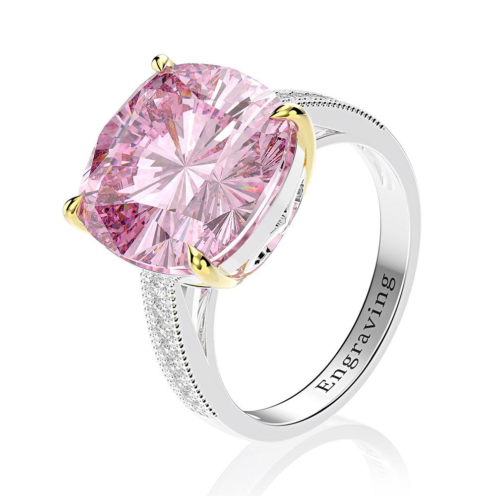 Tancise14*14 Jewelry S925 Sterling Silver Zircon Single Row Inlaid with 14*14 Synthetic Diamond Ring Refers To 21.5 Carats.