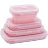 Silicone Lunch Box, Collapsible Folding Food Storage Container with Lids, Kitchen Microwave Freezer and Dishwasher Safe Kids