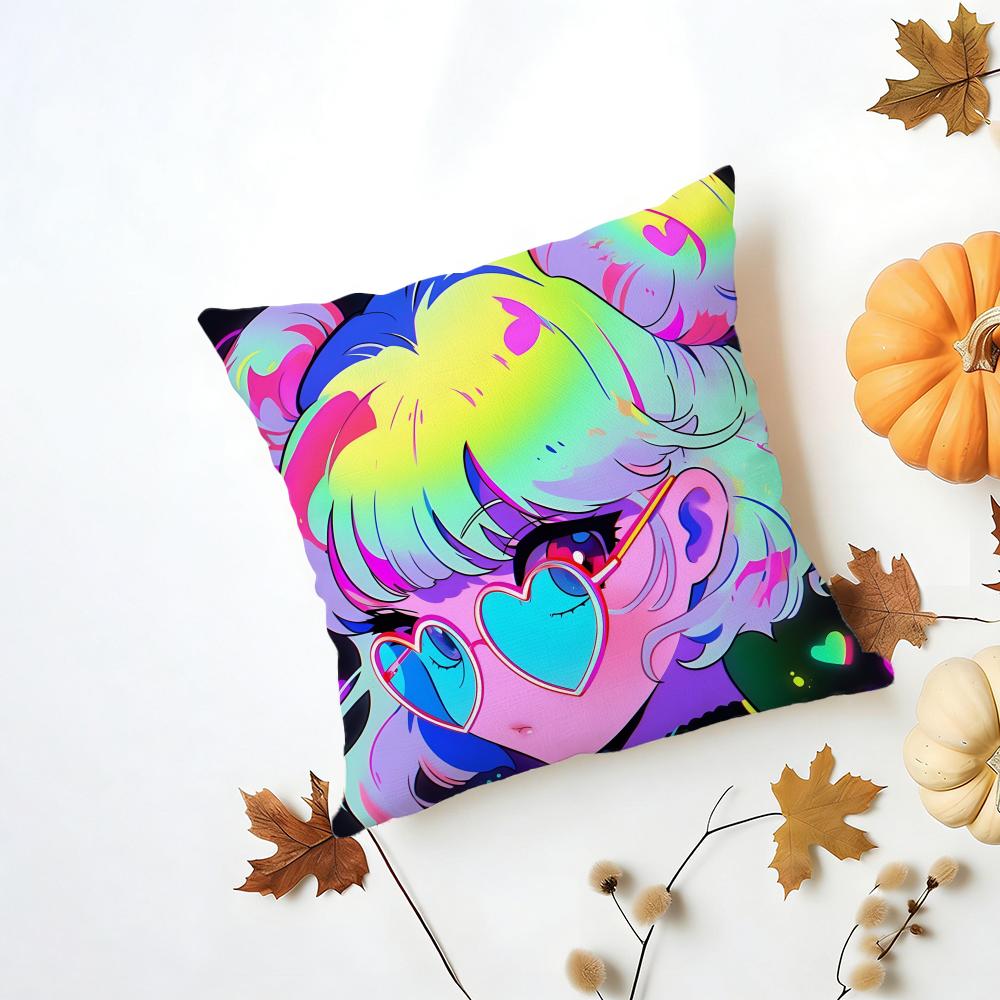 Fashion Pop Art Anime Street Graffiti Cushion Cover Washable Linen Pillowcase Soft  for Daily Sofa Bed Home Room Decor