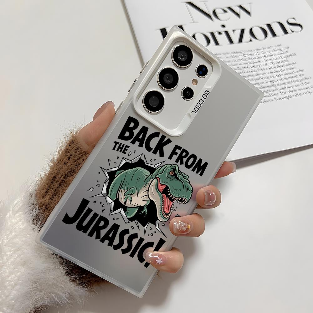 Cool Jurassic Dinosaur Phone Case For Samsung Galaxy S25 Edge S24 S23 S22 S21 S20 Ultra Funda Silicone Silver Cover