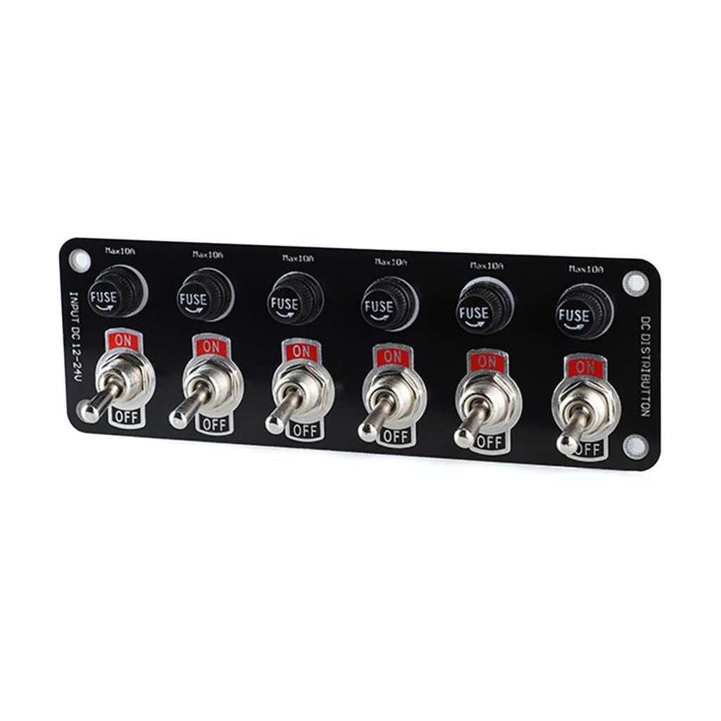 Rockers Switch, 6 Gang Round Rockers Switch Panel, Waterproof Easy-to-Install 12V 24V Switch 10A Fuses for Boats