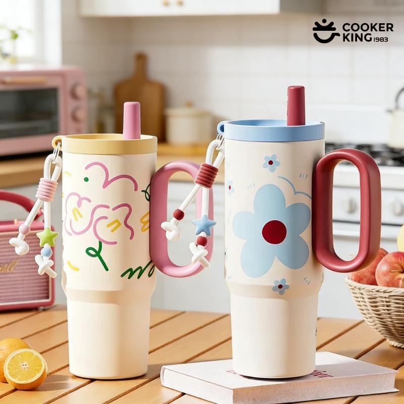 720ML 316 Stainless Steel+PP Material Large-capacity Straw Vacuum Cup and Thermos Flask Stainless Steel Water Bottle