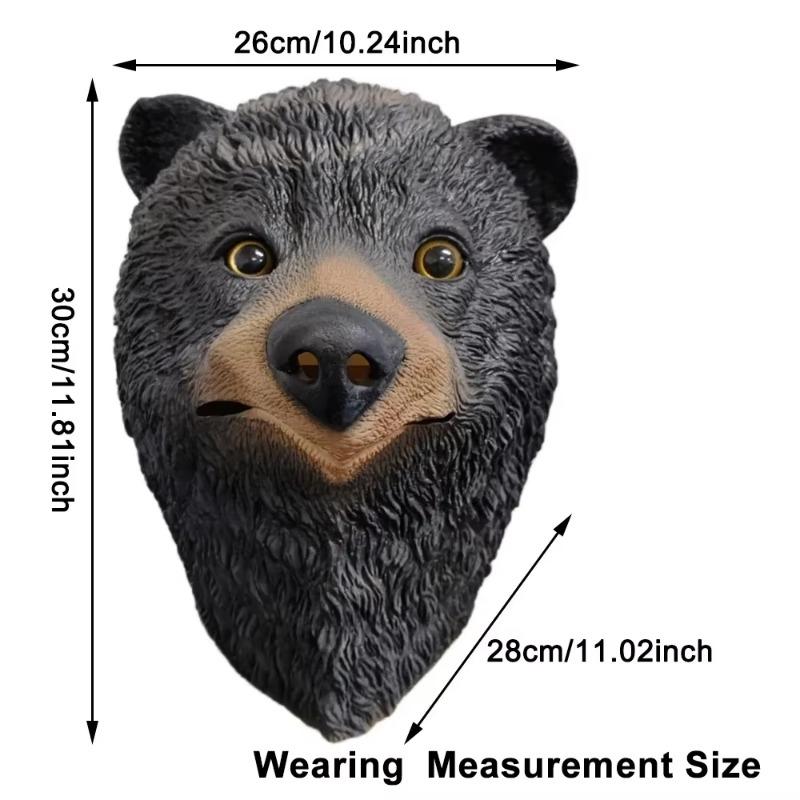 Deluxe Black Bear Mask Novelty Animal Latex Over Head Grizzly Bear Head Mask