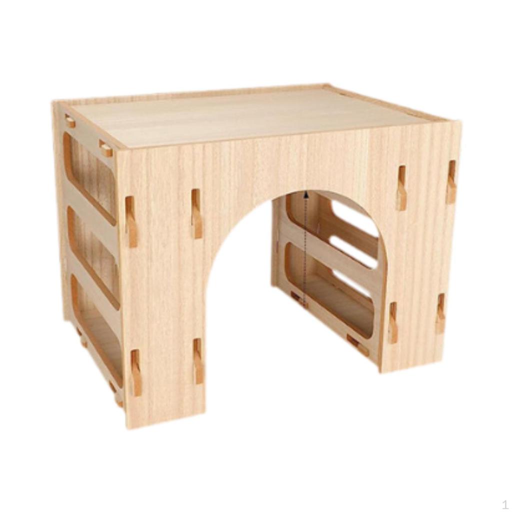 Wooden Bunny Hay Feeder Hamsters Playhouse Hideout Less Wasted Small Animal Holder Food Feeding