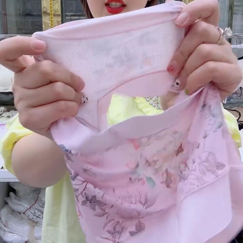 Женские трусы с цветочным принтом Сетчатые трусы-слипы со средней посадкой Дышащие, приятные для кожи Нижнее белье Больших размеров Эластичное нижнее белье