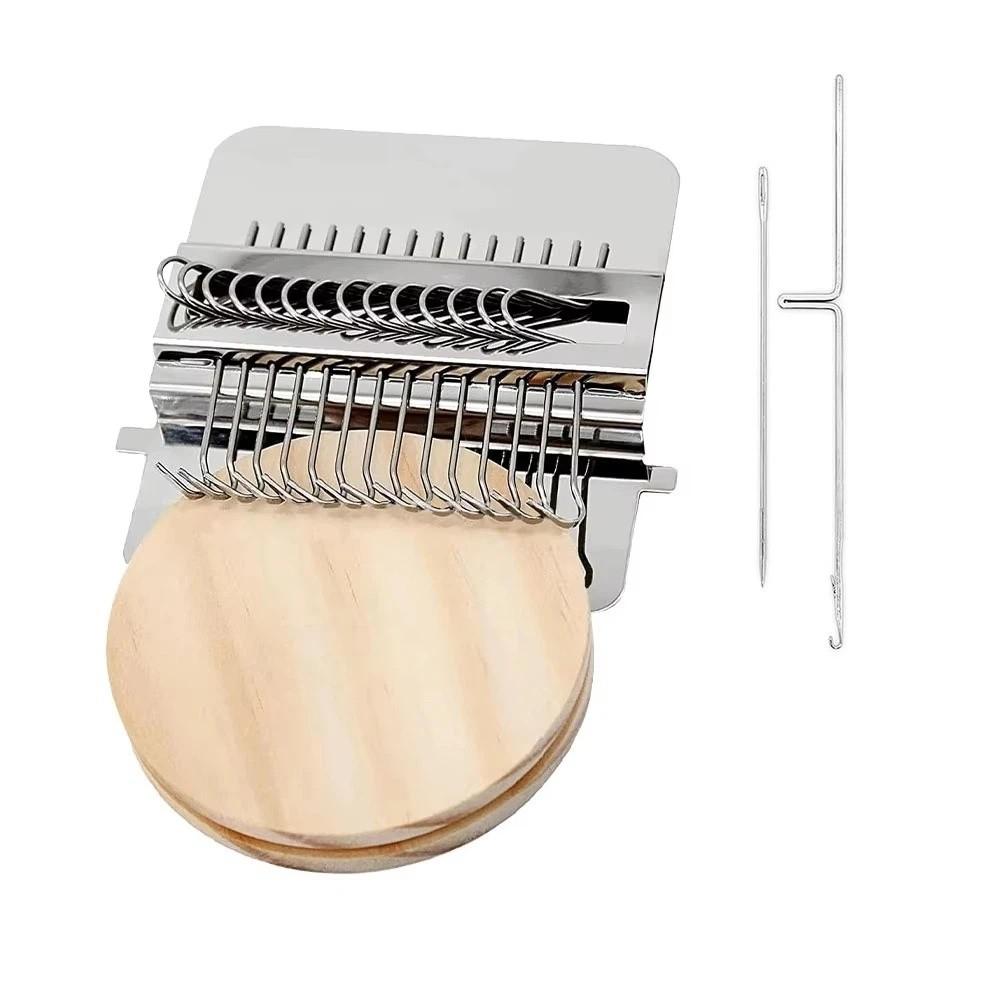 Деревянная рама Мини-ткацкий станок Металлический инструмент Мини-размер Вязальная машина DIY Рукоделие 12/14 крючков Маленький ткацкий станок Латание носков