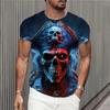 Мужская футболка Летняя мода Череп Тема 3D Мужская крутая уличная футболка с принтом Серия ужасов Жесткая мужская футболка с коротким рукавом большого размера