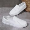 Fashion New White Lightweight Flat Bottom Leather Single Shoes for Women Casual Slip On Students Fashion Board Tenis Feminino Large Size