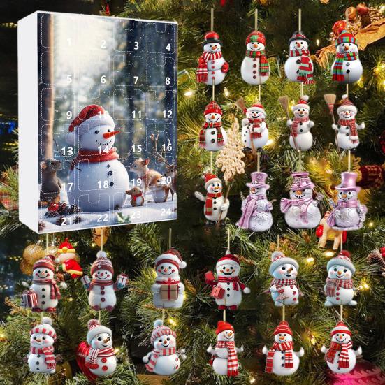 Рождественский снеговик Адвент календарь 24 мини снеговика подвесные украшения обратный отсчет на Рождество