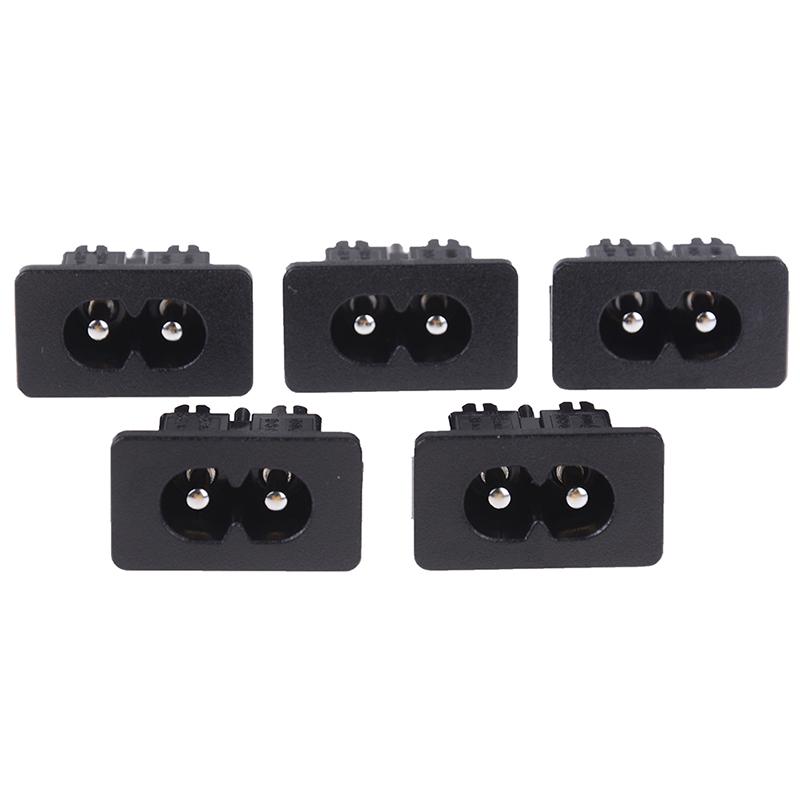 5Pcs Ac250V 2.5A Iec320 C8 Male 2 Pins Power Inlet Socket Connector
