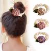Цветочные резинки для волос для женщин для прически пучок, эластичные резинки для волос, элегантные резинки-пончики для волос, резинки-скранчи для волос, резинка для волос для хвостика