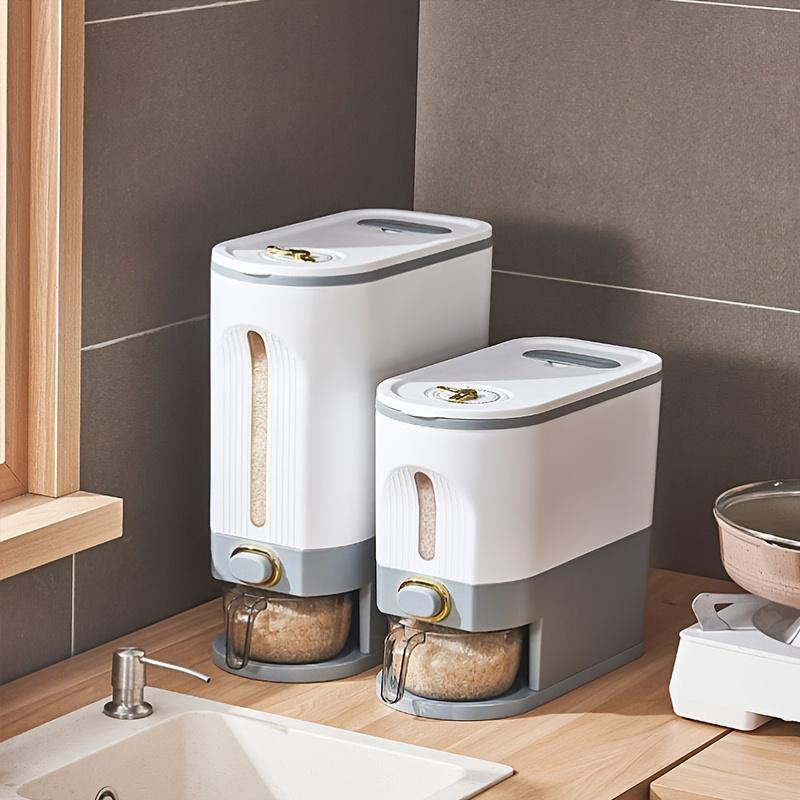 Ведро для риса большой емкости с мерным стаканом, герметичный дозатор риса, влагостойкий контейнер для хранения хлопьев для домашней кухни