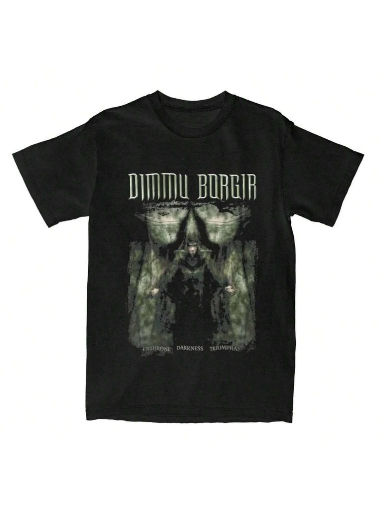 Футболка группы Dimmu Borgir унисекс Wounisex 100% Хлопок Большой размер Круглый вырез Свободный Повседневная Уличная одежда Винтажная Харадзюку Унисекс Футболки