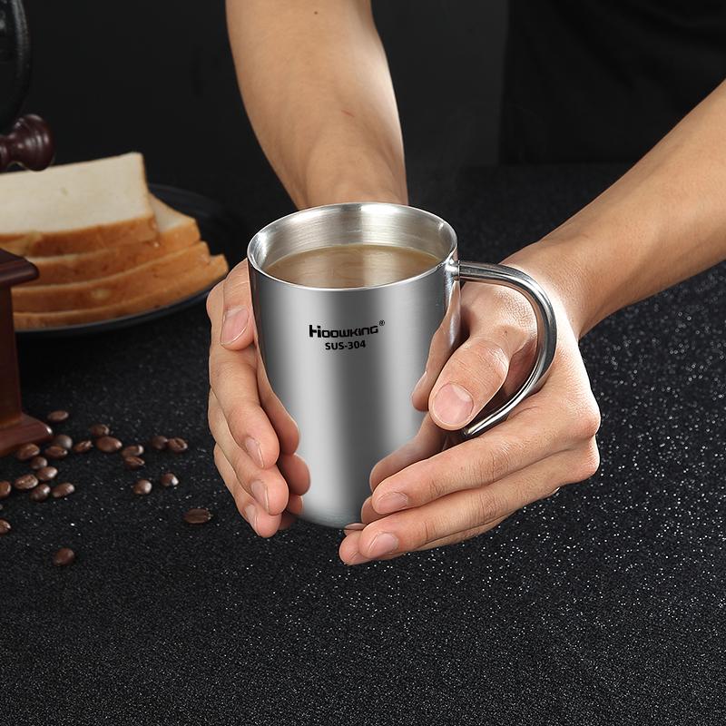 200ml-500ml mug,304 stainless steel double cover water cup, coffee mug, beer mug, household milk mug, children's water mug