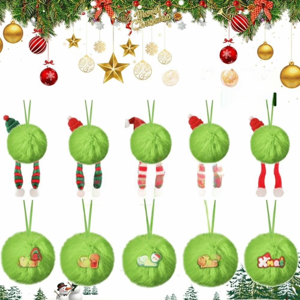 Furry Christmas Ball Lime Green DIY Christmas Tree Decoration Ball 6cm with Bow Christmas Hanging Decorations Navidad