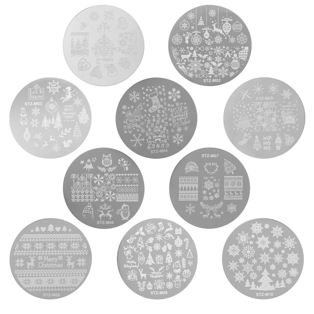 Manicure Snowflake Santa Claus Nail Stamp Polish Templates Stencils Molds Nail Stamping Plates