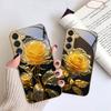 Элегантная золотая роза Для Samsung Galaxy S26 S20 FE S21 S22 S23 Plus S24 Ultra S25Ultra S21+ S22Plus Золотой стеклянный чехол для телефона