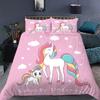 Unicorn Duvet Cover Set King Queen Size Pink 3D Print Cute Unicorn Star Rainbow Cloud for Kids Girls Boys Polyester Bedding Set