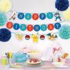 "Pokémon Birthday Decoration Set with Blue Flower Poms"