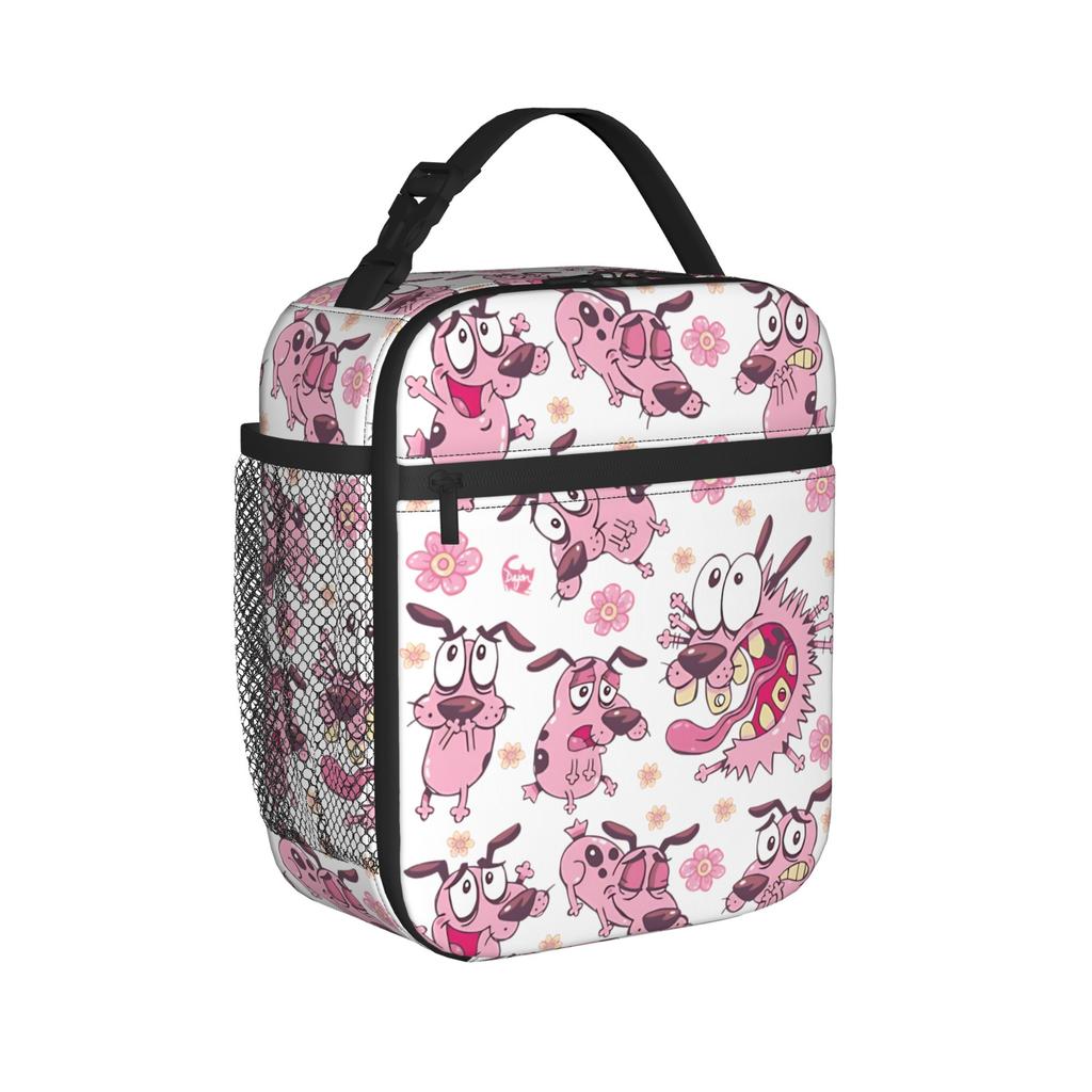 Couraged Cowardlys Dogs Insulated Lunch Bag Thermal Bag Lunch Container Cartoon Portable Tote Lunch Box Food Bag School Outdoor
