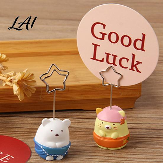 Gift for Stationery Lovers Desktop Memo Clip Stand Cartoon Animal Message Note Holder Cute Resin Base Photo Holder Display Clip Table Number
