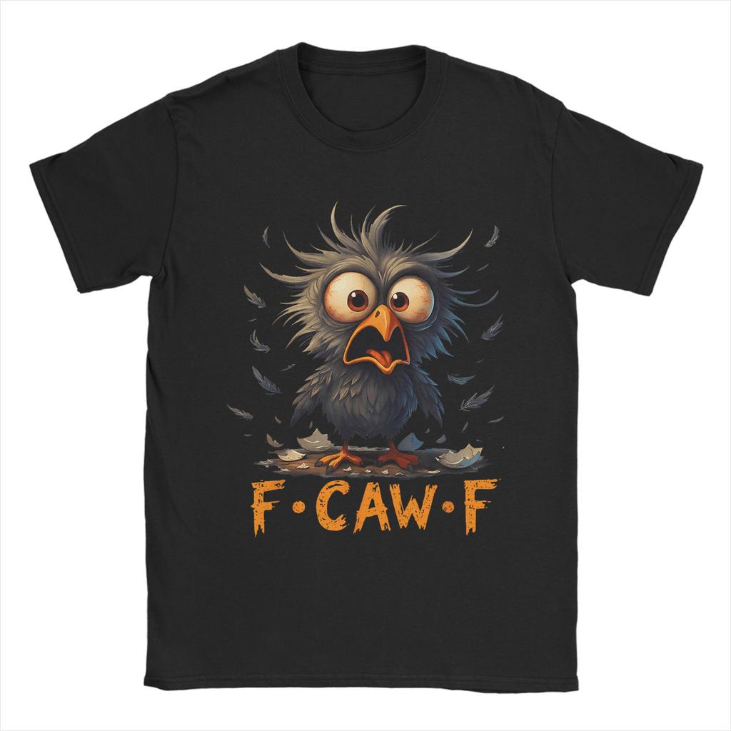 F-Caw-F Black Crow Pun Funny Bird Cawing Grunge T Shirt Popular T-Shirts Short Sleeve Funny Tops O Neck Oversize Tees