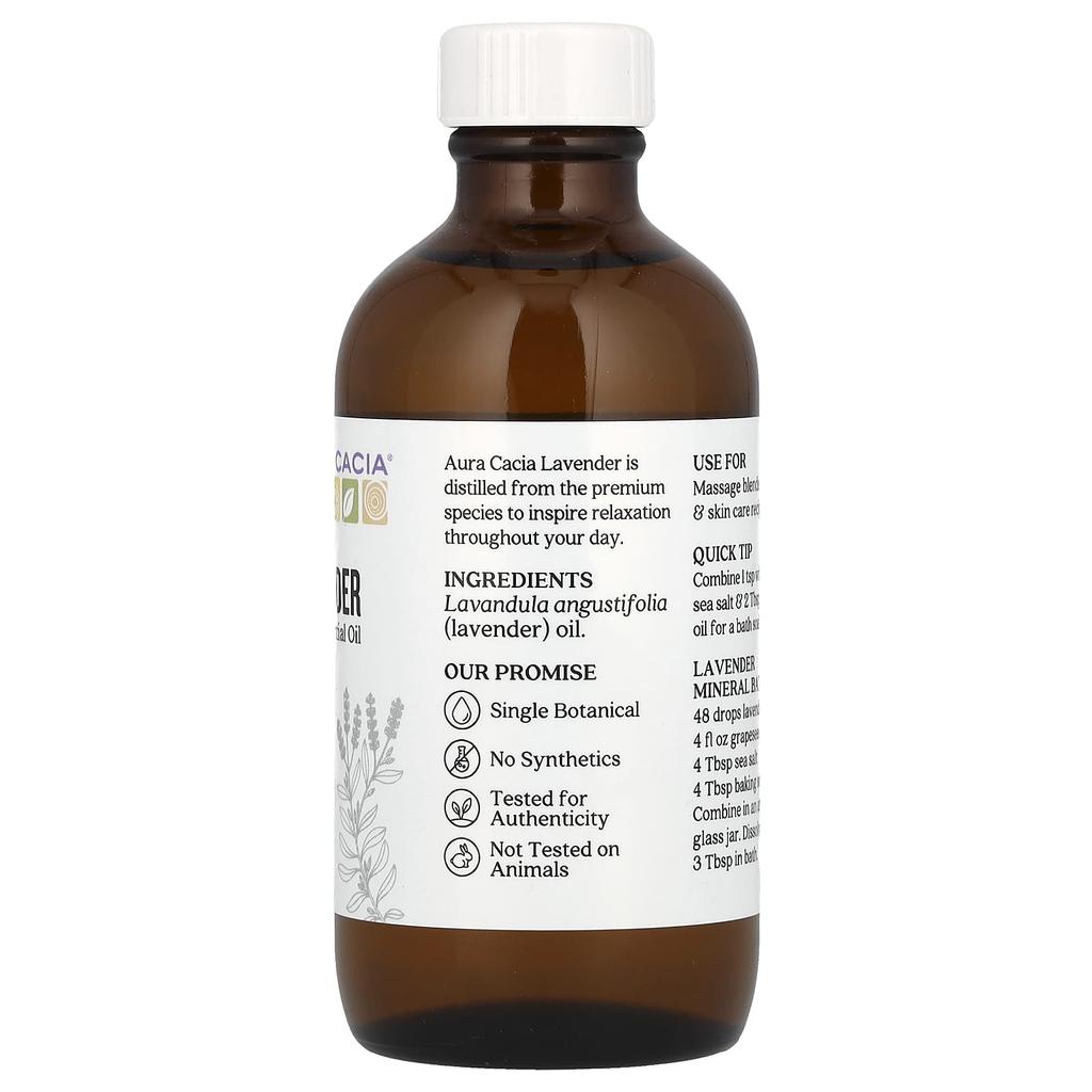 Aura Cacia 100% Pure Essential Oil, Lavender, 4 Fl Oz (118 Ml)