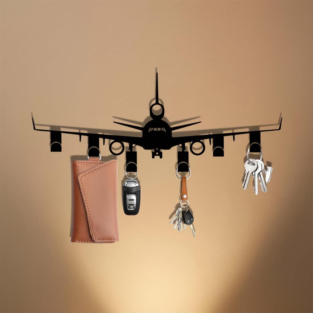 Металлический держатель для ключей в виде самолета Настенный крючок для украшений Черный органайзер для ключей Прихожая Офис Декор для хранения у входной двери Подарок
