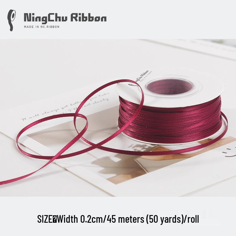 Двусторонняя атласная лента 2 мм для закладки, свадебных бантов и подарочной упаковки