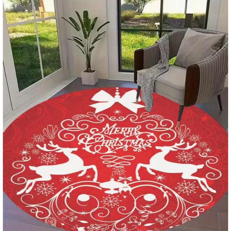 Ковер на рождественскую тематику Санта-Клаус и снежинка Круглый Мягкий Коврик для пола в гостиную Хорошие Гостиные Кабинеты Игровые комнаты Комнаты